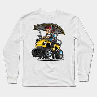 Funny Golf Cart Hotrod Golf Car Popping a Wheelie Cartoon Long Sleeve T-Shirt